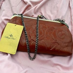 Patricia Nash Framed Florence Tooled Leather Chain Strap Shoulder Bag NWT